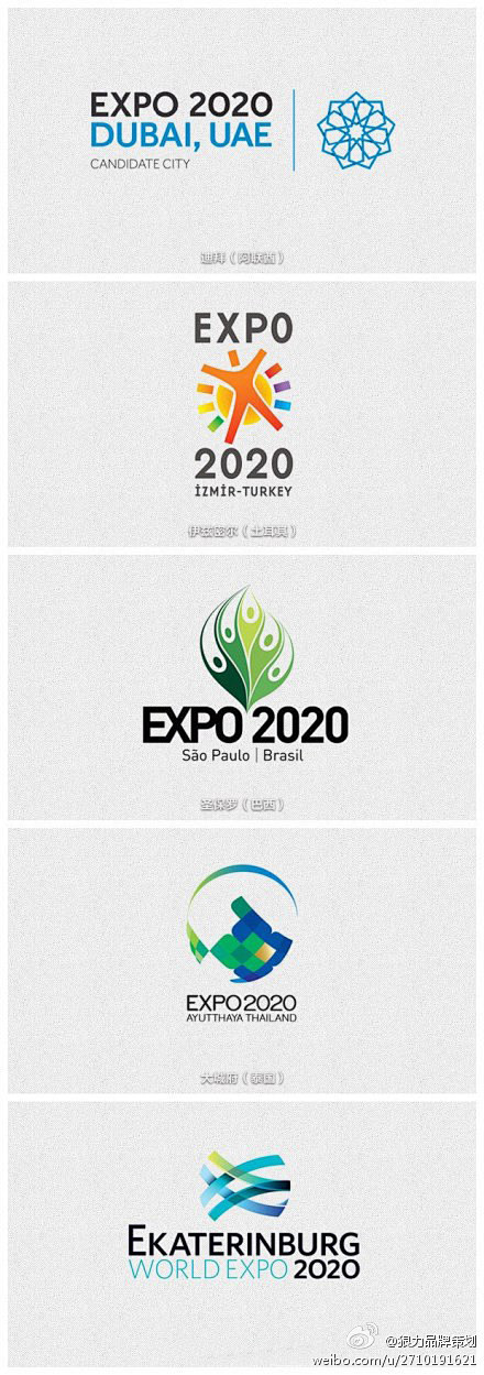 2020年世博会申办5候选城市LOGO设...