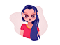 Cute girl with blue hair emotion avatar eyes character illustraion people fashion children child blue girl