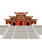 国潮建筑插画PNG