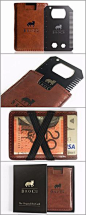 BroCo - The Original BroCard - Titanium Multitool Card (Black) with Slim Leather Wallet (Brown) - Everyday Carry Gear