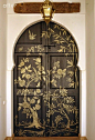 Chinoiserie door with Modello® Designs Stencils | Peacock Pavilions | Via Design Sponge