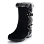 2012新款兔毛坡跟平底雪地靴骑士靴马丁靴短靴中筒靴靴子女5868