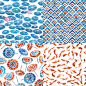 手绘日本和风蓝色水墨四方连续包装图案AI矢量设计素材AI192-淘宝网