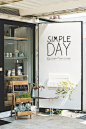 Simple Day | Signage on Internal Shutter, Styling Vignette, Trading Hours on Planter Box. 