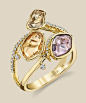 Designer 18K gold diamond and tumbled sapphire fashion ring by Parade Design.