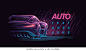 Neon automobile illustration. Vector. 