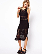 ASOS Crochet Village Midi Dress With V Back And Neck