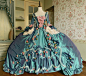 露易波旁 | 蓬帕杜夫人高定深绿款 油画复原18世纪法式女袍婚礼裙-淘宝网