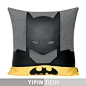 兿品|灰色蝙蝠侠卡通人物拼皮抱枕|样板间儿童房小孩房男孩房床品