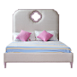 简约现代美式粉红色双人床1.5/1.8米儿童床设计师布艺床卧室家具-淘宝网