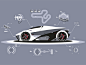 Modern car technology kit8 flat vector illustration automobile sport technology car