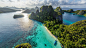 General 1500x843 nature landscape beach clouds island sea rock limestone tropical Indonesia forest water aerial view