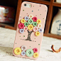 iphone5 5s手机壳 苹果5外壳 5s水钻壳 保护壳 糖果色后壳 粉树