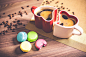 Coffee in Heart Cups and Sweet Yummy Macarons Free Image Download