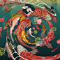 Nicolás Castell 装饰插画欣赏 鱼 装饰插画 色彩 神话 日本 旅行 手绘 