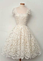 Vintage 1950's dress - Ivory lace & embroidery