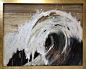 'Bondi' Oil, Acrylic & Gesso in 1970s Gold Leaf Tray Frame with Sloping Edges - Bianca Smith Art