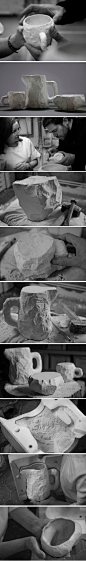 木智工坊：英国设计师max lamb擅长从制作过程上加以创新，这组陶瓷作品Crockery就是如此。via：http://t.cn/aCGVi2