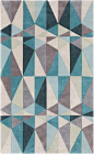 Surya Rug geometric grey aqua teal turquoise: 