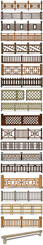 竹篱笆院墙木质栏杆su模型