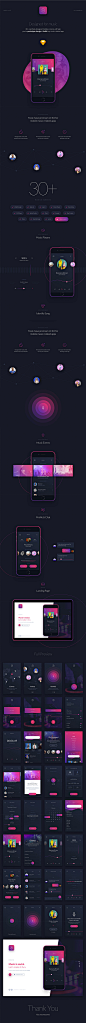 专门为流行音乐风格设计的APP UI KITS[For Sketch]