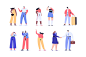 Big Vector set of people characters : Big Vector set of people characters. Modern Flat design. Perfect for motion animation, websites, promo. Vector files, fully editable. Each character is isolated on transparent (125 Png