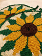60s swedish vingage pot holders. Crochet. Nice colours, Sunflowers