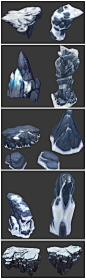 游戏美术素材 写实手绘 雪 雪山 石头 水晶 冰川 冰晶 3D模型贴图 3dmax源文件 CG原画参考设定