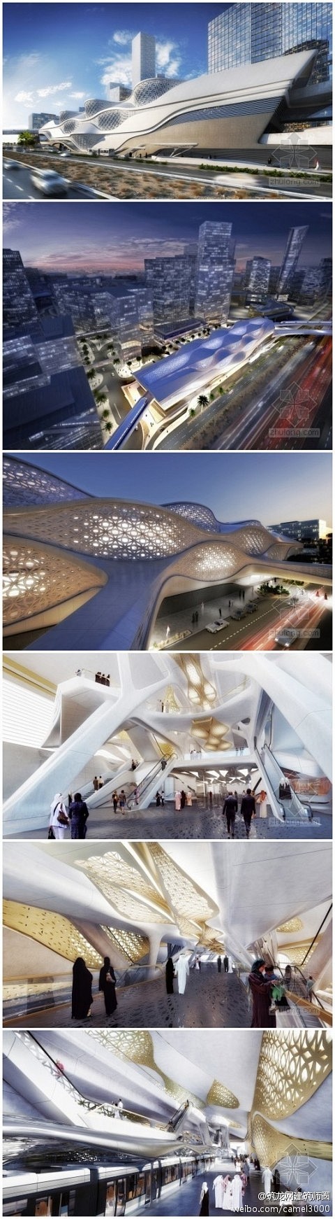 扎哈·哈迪德设计的沙特金融区地铁站。建筑...