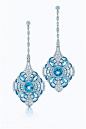 Tiffany &Co. 海蓝宝石和镂花珐琅耳坠