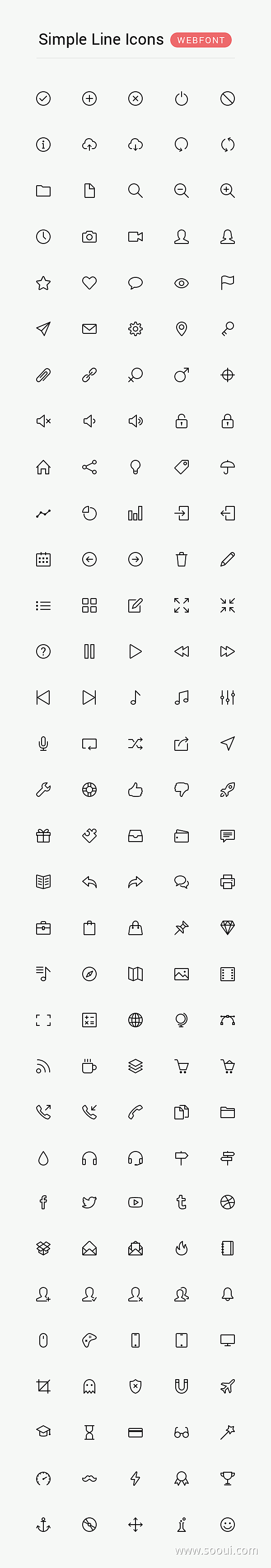 简单的线条图标WebfontUI设计作品...