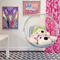 Girls Room with Acrylic Bubble Hanging Chair, Contemporary, Girl's Room