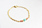 mint, coral and gold beaded bracelet - delicate minimal jewelry - gift for her under 15