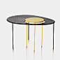 Matègot Table - Black & Yellow : The Matègot Table is a playful but elegant side table by Mathieu Mategot that combines two small metal net tables.