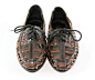 Vintage 复古时尚黑棕色皮革波西米亚编织男式牛津休闲凉鞋[代购]的图片