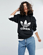 adidas Trefoil Pullover Hoodie In Black