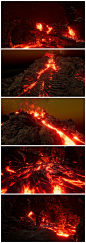 unity3d 火山爆发熔岩岩浆石头地表拼接场景3D模型 插件地编参考 CG原画参考设定