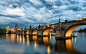 布拉格,查理大桥,捷克共和国,伏尔塔瓦河,晚上,