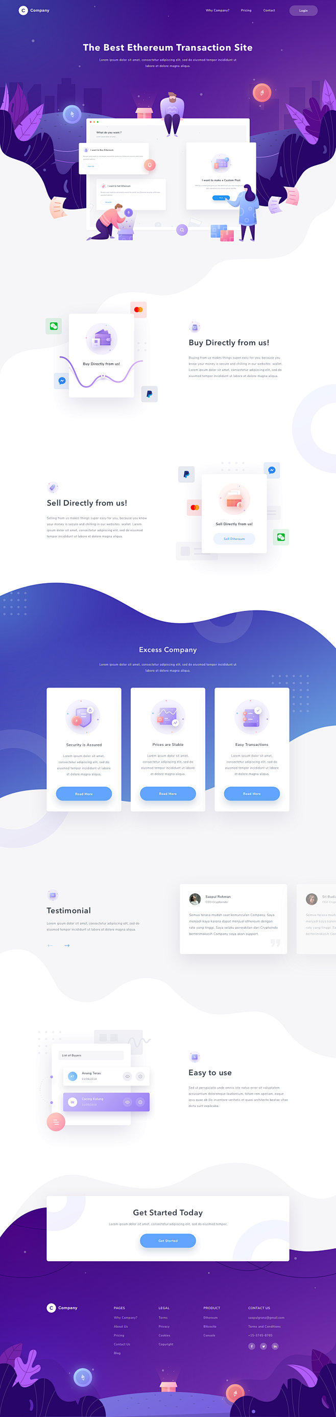 Company landing page