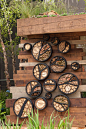 Insect hotels. Re: RBC Blue Water Roof Garden RHS Chelsea Flower Show 2013. Click to read article and to see plants list used.