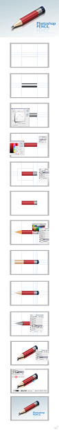 【Ps教程】如何繪製精緻的鉛筆圖標？