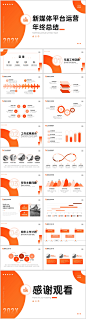 橙色商务风简约总结汇报PPT模板