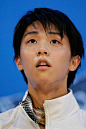 Yuzuru Hanyu of Japan looks on after winning the silver medal in the Mens Free Skating event during day two of Trophee Eric Bompard ISU Grand Prix of...