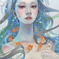 #illustration# 花鸟虫鱼和女孩 l 日本插画师Miho Hirano ​​​​