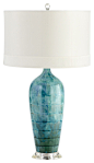 Perugia Coastal Beach Aqua Blue Green Ceramic Glazed Lamp - beach-style - Table Lamps - Kathy Kuo Home