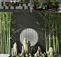 园林景观小景3Dmax模型新中式禅意3D模型花园庭院假山竹子植物墙-淘宝网