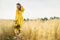 Happy woman in fields