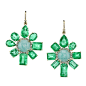 Irene Neuwirth 18k yellow gold One of a Kind Earrings with mixed emeralds, Amazonite and diamond pavé (by special order only; POA).