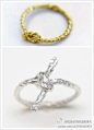 #炫婚礼# 创意婚戒：美国珠宝设计师以缎带、绸缎注入纯银以及黄金的方式创作出一个个有趣、个性的婚戒。