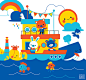 Sail Away!  : Illustration of some happy friends sailing away! 